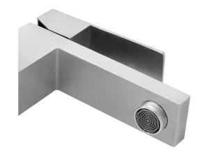 Outlet Set Van 2 Mechanische Mengkranen Met Vierkante Vorm Van Roestvrij Staal - Geborsteld Nikkelkleurig - H17,3 Cm - Canilas Kraan