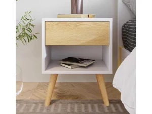 Clearance Set Van 2 Nachtkastjes - 1 Lade En 1 Nis - Wit Nachtkastje