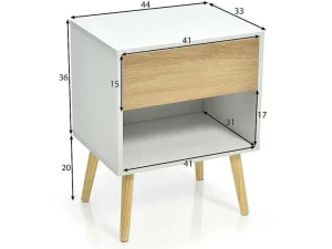 Clearance Set Van 2 Nachtkastjes - 1 Lade En 1 Nis - Wit Nachtkastje