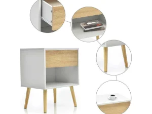 Clearance Set Van 2 Nachtkastjes - 1 Lade En 1 Nis - Wit Nachtkastje