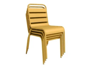 Fashion Set Van 2 Opstapelbare Tuinstoelen Van Metaal - Mosterdgeel - Mirmande Van Tuinset