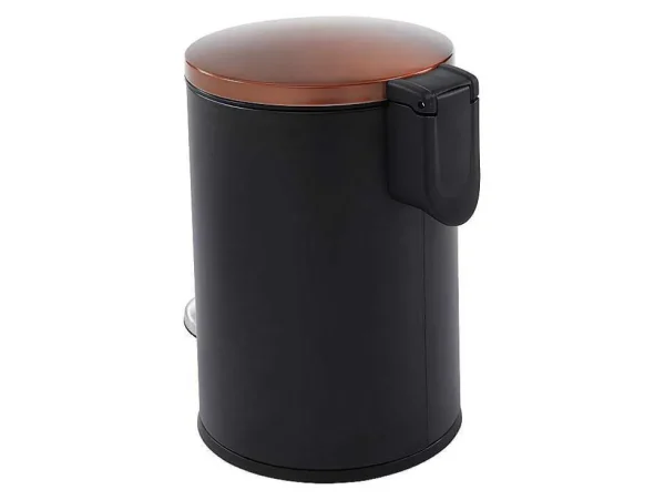 Hot Set Van 2 Roestvrijstalen Pedaalemmers Pira - 30L En 3L - Zwart En Koper Keukenaccessoire En -Opbergruimte