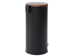 Hot Set Van 2 Roestvrijstalen Pedaalemmers Pira - 30L En 3L - Zwart En Koper Keukenaccessoire En -Opbergruimte