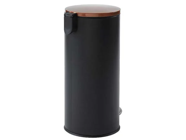 Hot Set Van 2 Roestvrijstalen Pedaalemmers Pira - 30L En 3L - Zwart En Koper Keukenaccessoire En -Opbergruimte