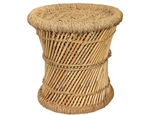 Clearance Set Van 2 Ronde Poefs Van Licht Naturelkleurig Rotan Mirtaka Poef
