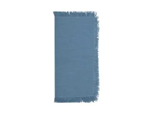 Discount Set Van 4 Servetten Met Franje - Katoen - 45 X 45 Cm - Marineblauw - Pola Textiel Voor Eettafel