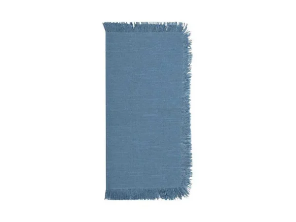Discount Set Van 4 Servetten Met Franje - Katoen - 45 X 45 Cm - Marineblauw - Pola Textiel Voor Eettafel