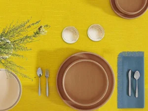 Discount Set Van 4 Servetten Met Franje - Katoen - 45 X 45 Cm - Marineblauw - Pola Textiel Voor Eettafel