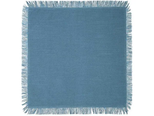Discount Set Van 4 Servetten Met Franje - Katoen - 45 X 45 Cm - Marineblauw - Pola Textiel Voor Eettafel