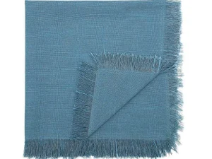 Discount Set Van 4 Servetten Met Franje - Katoen - 45 X 45 Cm - Marineblauw - Pola Textiel Voor Eettafel