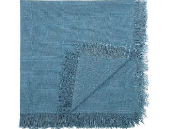 Discount Set Van 4 Servetten Met Franje - Katoen - 45 X 45 Cm - Marineblauw - Pola Textiel Voor Eettafel