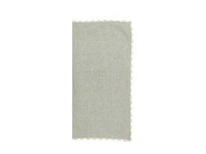 New Set Van 4 Servetten Van Katoen - 45 X 45 Cm - Groen - Beige Rand - Loania Textiel Voor Eettafel