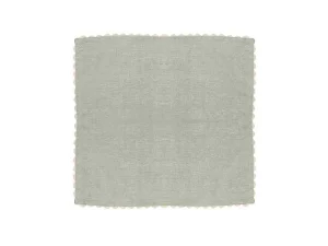 New Set Van 4 Servetten Van Katoen - 45 X 45 Cm - Groen - Beige Rand - Loania Textiel Voor Eettafel