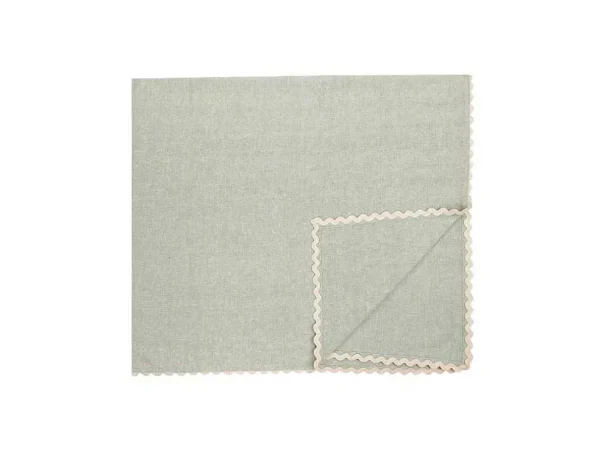 New Set Van 4 Servetten Van Katoen - 45 X 45 Cm - Groen - Beige Rand - Loania Textiel Voor Eettafel