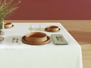 New Set Van 4 Servetten Van Katoen - 45 X 45 Cm - Groen - Beige Rand - Loania Textiel Voor Eettafel