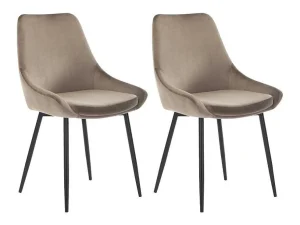 Cheap Set Van 2 Stoelen Masurie - Fluweel - Taupe Stoel