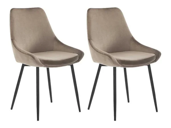 Cheap Set Van 2 Stoelen Masurie - Fluweel - Taupe Stoel