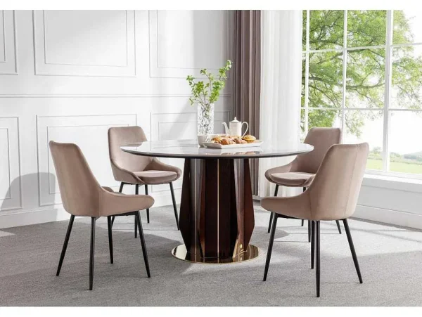 Cheap Set Van 2 Stoelen Masurie - Fluweel - Taupe Stoel