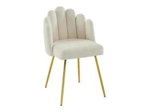 Fashion Set Van 2 Stoelen Van Bouclestof En Goudkleurig Metaal - Cremewit - Altinam Van Stoel