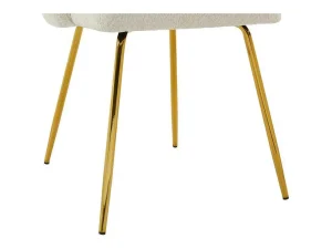 Fashion Set Van 2 Stoelen Van Bouclestof En Goudkleurig Metaal - Cremewit - Altinam Van Stoel