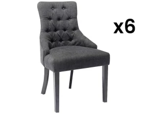 Best Sale Set Van 6 Stoelen Van Stof En Heveahout - Grijs - Mervia Stoel