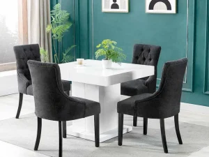 Best Sale Set Van 6 Stoelen Van Stof En Heveahout - Grijs - Mervia Stoel