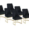 Clearance Set Van 6 Stoelen Van Velours En Goudkleurig Roestvrij Staal - Zwart - Porilaso Van Stoel