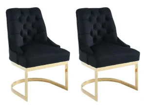 Shop Set Van 2 Stoelen Van Velours En Goudkleurig Roestvrij Staal - Zwart - Porilaso Van Stoel
