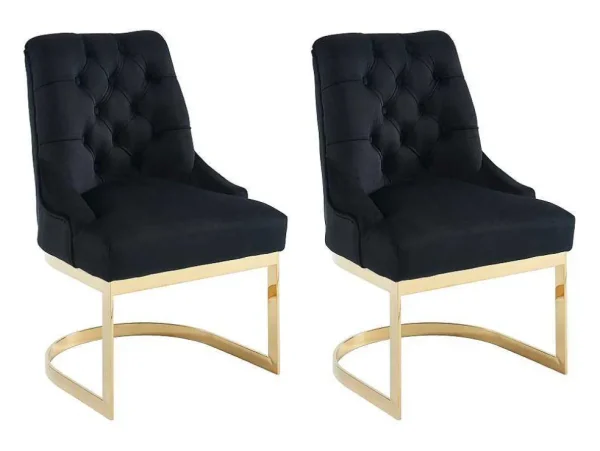Shop Set Van 2 Stoelen Van Velours En Goudkleurig Roestvrij Staal - Zwart - Porilaso Van Stoel