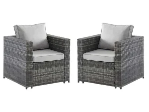Best Sale Set Van 2 Tuinstoelen Van Geweven Hars - Grijs - Anori Loungeset