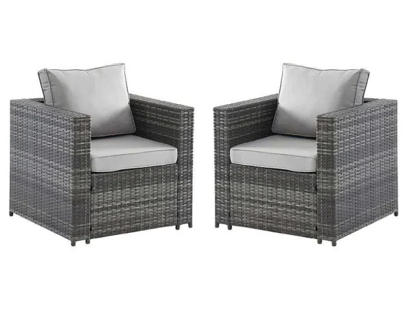 Best Sale Set Van 2 Tuinstoelen Van Geweven Hars - Grijs - Anori Loungeset