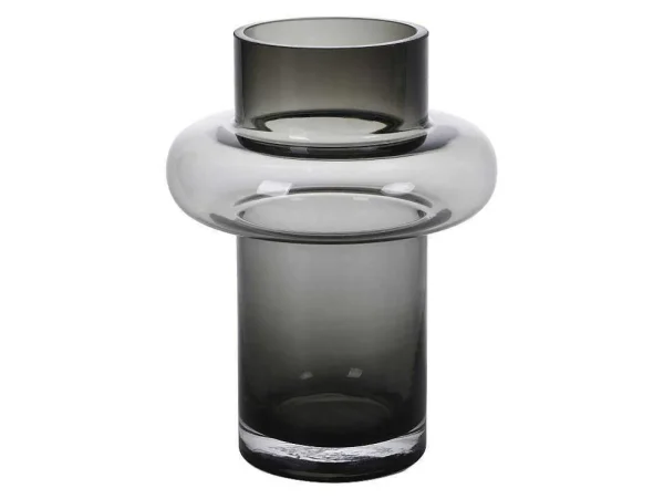 Clearance Set Van 2 Vazen Van Getint Glas - D25 X H30 Cm - Glas - Gerookt Grijs - Valoit Decoratieobject Voor Binnen