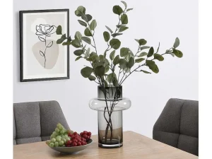 Clearance Set Van 2 Vazen Van Getint Glas - D25 X H30 Cm - Glas - Gerookt Grijs - Valoit Decoratieobject Voor Binnen