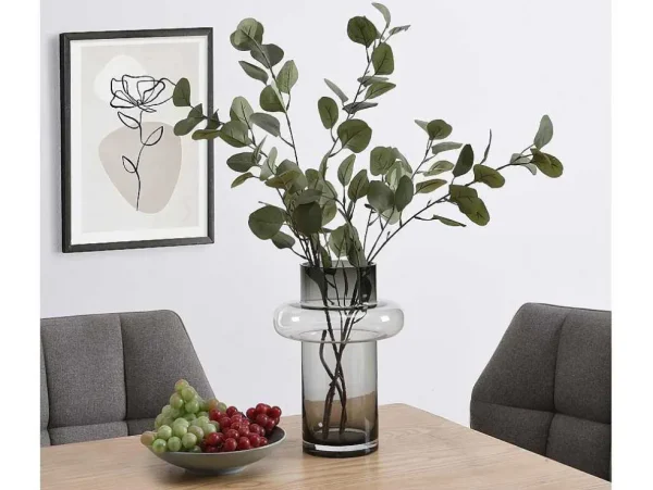 Clearance Set Van 2 Vazen Van Getint Glas - D25 X H30 Cm - Glas - Gerookt Grijs - Valoit Decoratieobject Voor Binnen
