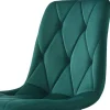Best Sale Set Van 4 Velvet Stoelen - Metalen Structuur - Ruitpatroon - Groen Stoel
