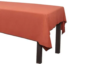 Cheap Set Van Tafellaken + 4 Servetten Van Linnen En Katoen - Zwarte Rand - Terracotta - 170 X 170 Cm - Borina Textiel Voor Eettafel