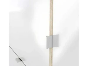 Hot Shane Schoenenkast 3 Klapdeuren 2R, 1 Deur Eikenstructuur Decor, Wit Hoogglans. Schoenenkast