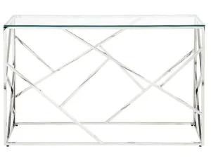 Hot Sidetable Athena - Gehard Glas En Staal - Chroomkleurig - Van Sidetable