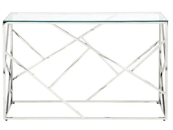 Hot Sidetable Athena - Gehard Glas En Staal - Chroomkleurig - Van Sidetable