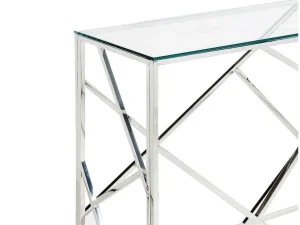 Hot Sidetable Athena - Gehard Glas En Staal - Chroomkleurig - Van Sidetable