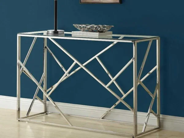 Hot Sidetable Athena - Gehard Glas En Staal - Chroomkleurig - Van Sidetable