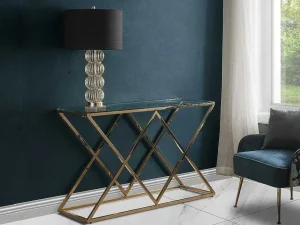 Fashion Sidetable Charlotte - Gehard Glas En Staal - Goudkleurig - Van Sidetable