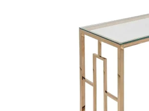 Discount Sidetable Clotilde - Gehard Glas En Staal - Koperkleurig - Van Sidetable