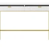 Clearance Sidetable Met 2 Laden - Wit En Goudkleurig - Liouba Van Sidetable