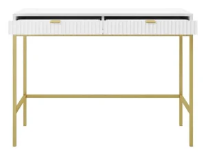 Clearance Sidetable Met 2 Laden - Wit En Goudkleurig - Liouba Van Sidetable