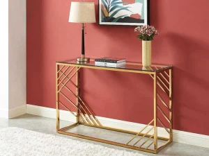 New Sidetable Van Gehard Glas En Roestvrij Staal - Goud - Simato - Van Sidetable