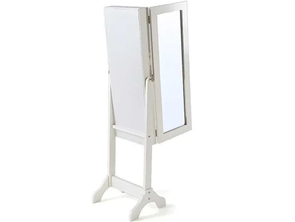 Hot Sieradenkastje Met Spiegel Berenice - Mdf En Grenen - 120 X 39 X 30 Cm - Wit Decoratieobject Voor Binnen