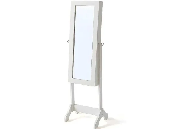 Hot Sieradenkastje Met Spiegel Berenice - Mdf En Grenen - 120 X 39 X 30 Cm - Wit Decoratieobject Voor Binnen
