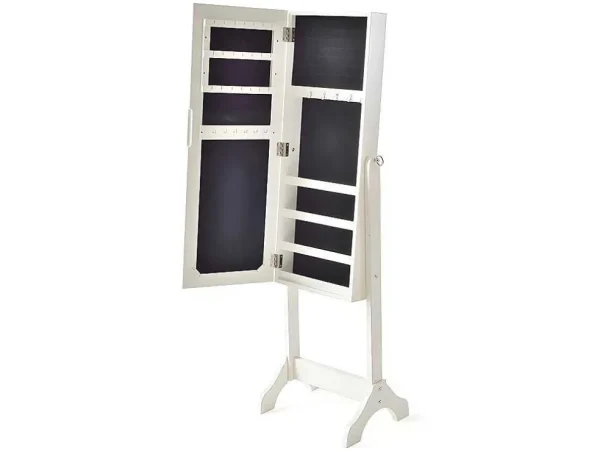 Hot Sieradenkastje Met Spiegel Berenice - Mdf En Grenen - 120 X 39 X 30 Cm - Wit Decoratieobject Voor Binnen