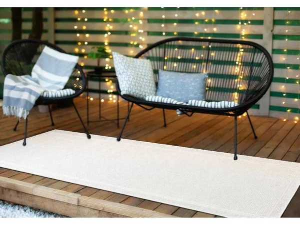 Discount Sisal Tapijt, Loper Timo 5979 Buitenshuis Kader Wit 80X300 Cm Tapijt Voor Buiten